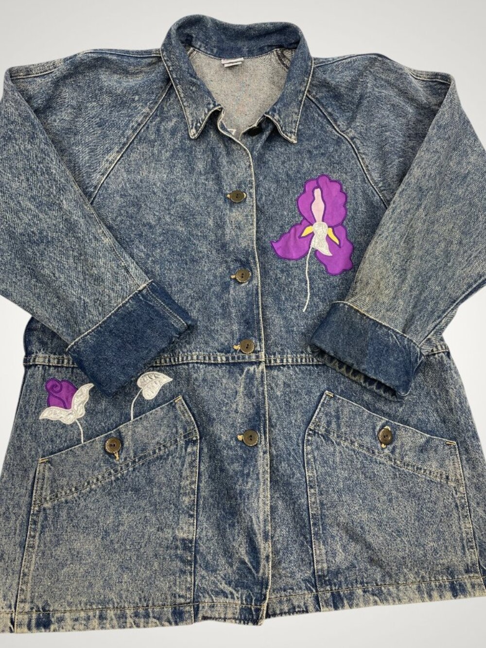 OshKosh B'Gosh Acid Wash Vintage Floral Y2K 90's Denim Chore Jacket Women's S